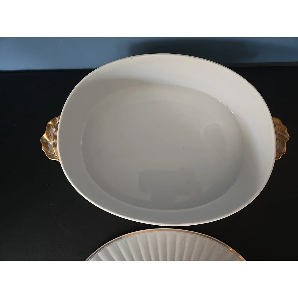Vintage Porcelain Golden Heirloom - Oval Covered Casserole Oven To Table‎